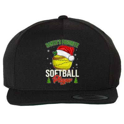 Funny Christmas Santa's Favorite Softball Player Wool Snapback Cap