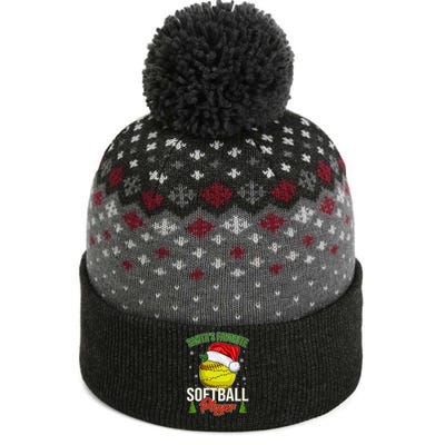 Funny Christmas Santa's Favorite Softball Player The Baniff Cuffed Pom Beanie