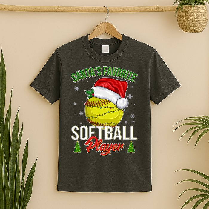 Funny Christmas Santa's Favorite Softball Player T-Shirt