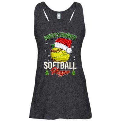 Funny Christmas Santa's Favorite Softball Player Ladies Essential Flowy Tank