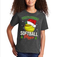Funny Christmas Santa's Favorite Softball Player Kids T-Shirt