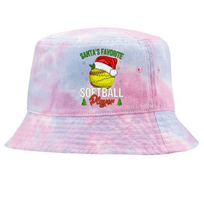 Funny Christmas Santa's Favorite Softball Player Tie-Dyed Bucket Hat