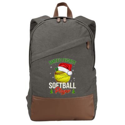 Funny Christmas Santa's Favorite Softball Player Cotton Canvas Backpack