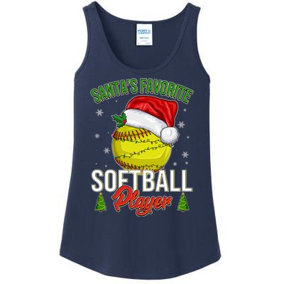 Funny Christmas Santa's Favorite Softball Player Ladies Essential Tank