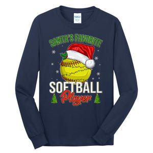 Funny Christmas Santa's Favorite Softball Player Tall Long Sleeve T-Shirt