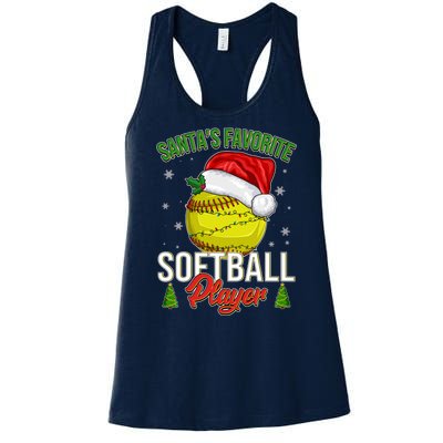 Funny Christmas Santa's Favorite Softball Player Women's Racerback Tank