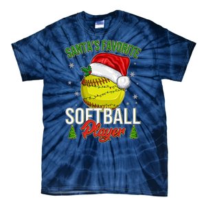 Funny Christmas Santa's Favorite Softball Player Tie-Dye T-Shirt