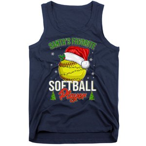 Funny Christmas Santa's Favorite Softball Player Tank Top