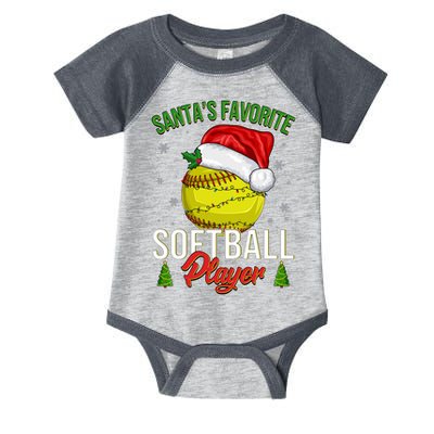 Funny Christmas Santa's Favorite Softball Player Infant Baby Jersey Bodysuit