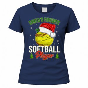 Funny Christmas Santa's Favorite Softball Player Women's T-Shirt