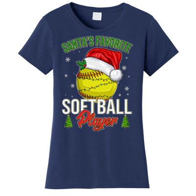 Funny Christmas Santa's Favorite Softball Player Women's T-Shirt