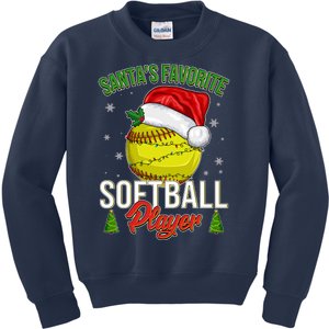 Funny Christmas Santa's Favorite Softball Player Kids Sweatshirt