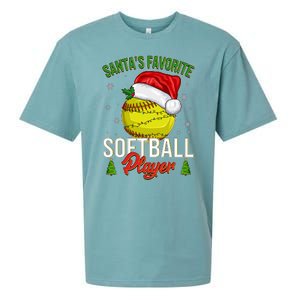 Funny Christmas Santa's Favorite Softball Player Sueded Cloud Jersey T-Shirt