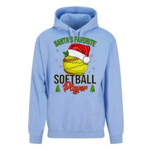 Funny Christmas Santa's Favorite Softball Player Unisex Surf Hoodie