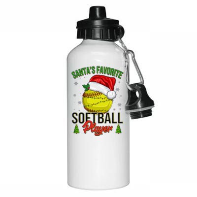 Funny Christmas Santa's Favorite Softball Player Aluminum Water Bottle