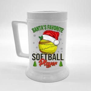 Funny Christmas Santa's Favorite Softball Player Beer Stein