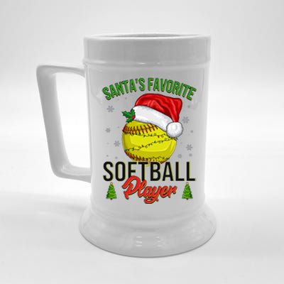 Funny Christmas Santa's Favorite Softball Player Beer Stein