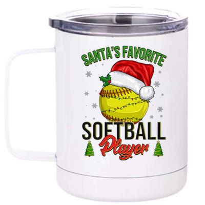 Funny Christmas Santa's Favorite Softball Player 12 oz Stainless Steel Tumbler Cup