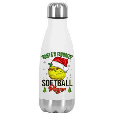 Funny Christmas Santa's Favorite Softball Player Stainless Steel Insulated Water Bottle