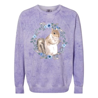 Flower Circle Squirrel Colorblast Crewneck Sweatshirt