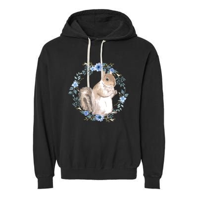 Flower Circle Squirrel Garment-Dyed Fleece Hoodie