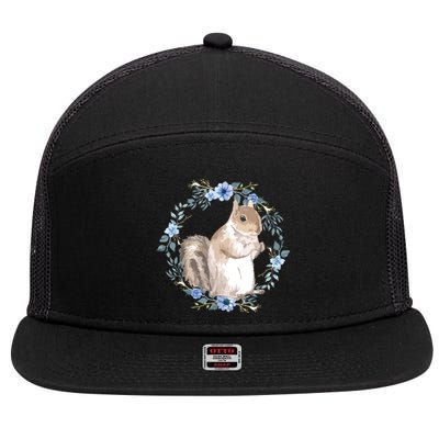 Flower Circle Squirrel 7 Panel Mesh Trucker Snapback Hat