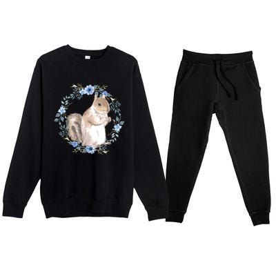 Flower Circle Squirrel Premium Crewneck Sweatsuit Set