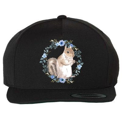 Flower Circle Squirrel Wool Snapback Cap