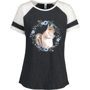 Flower Circle Squirrel Enza Ladies Jersey Colorblock Tee