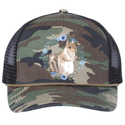 Flower Circle Squirrel Retro Rope Trucker Hat Cap