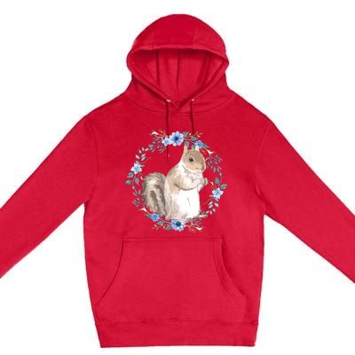 Flower Circle Squirrel Premium Pullover Hoodie