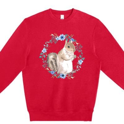 Flower Circle Squirrel Premium Crewneck Sweatshirt