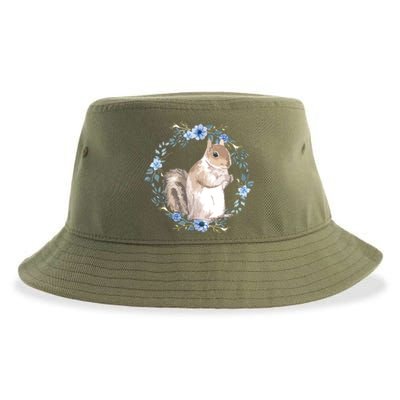 Flower Circle Squirrel Sustainable Bucket Hat