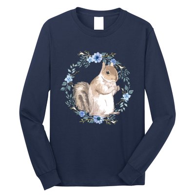 Flower Circle Squirrel Long Sleeve Shirt