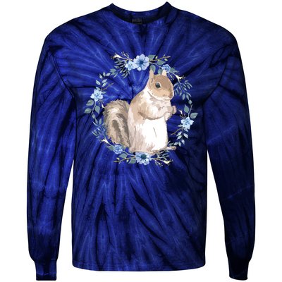 Flower Circle Squirrel Tie-Dye Long Sleeve Shirt