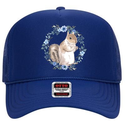 Flower Circle Squirrel High Crown Mesh Back Trucker Hat