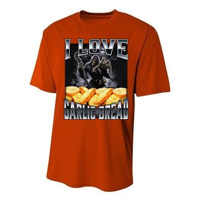 Funny Cringe Skeleton Meme I Love Garlic Bread Performance Sprint T-Shirt