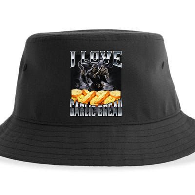 Funny Cringe Skeleton Meme I Love Garlic Bread Sustainable Bucket Hat