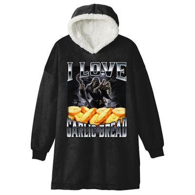 Funny Cringe Skeleton Meme I Love Garlic Bread Hooded Wearable Blanket
