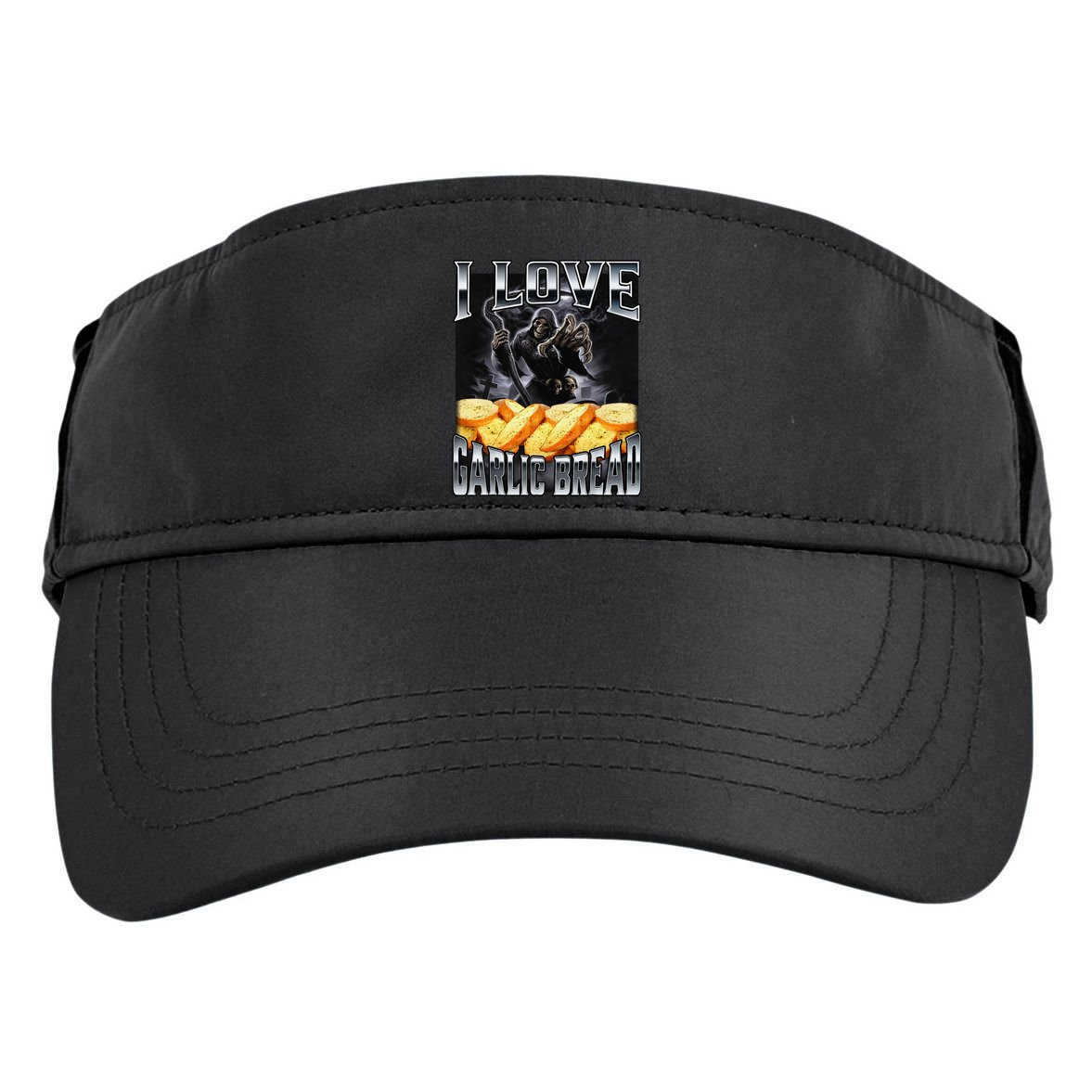 Funny Cringe Skeleton Meme I Love Garlic Bread Adult Drive Performance Visor