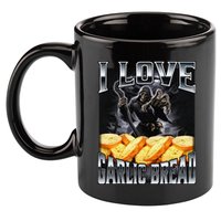 Funny Cringe Skeleton Meme I Love Garlic Bread 11oz C Handle Ceramic Mug