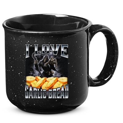 Funny Cringe Skeleton Meme I Love Garlic Bread 15oz Campfire Ceramic Mug