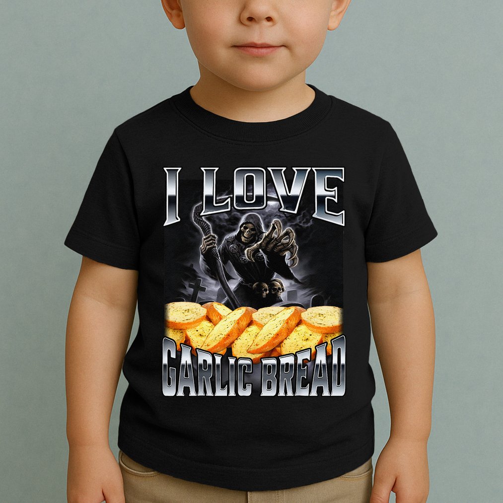 Funny Cringe Skeleton Meme I Love Garlic Bread Toddler T-Shirt