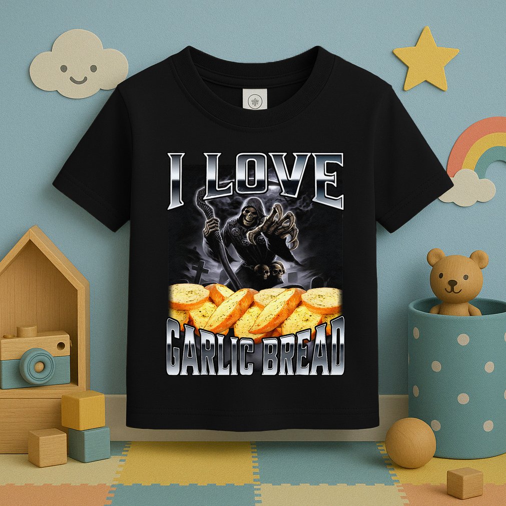 Funny Cringe Skeleton Meme I Love Garlic Bread Toddler T-Shirt