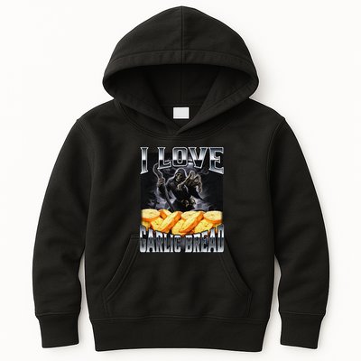 Funny Cringe Skeleton Meme I Love Garlic Bread Kids Hoodie