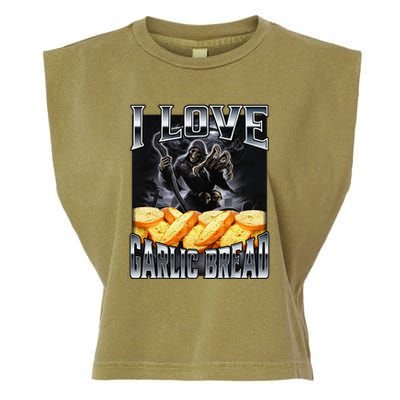 Funny Cringe Skeleton Meme I Love Garlic Bread Garment-Dyed Women's Muscle Tee