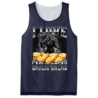 Funny Cringe Skeleton Meme I Love Garlic Bread Mesh Reversible Basketball Jersey Tank