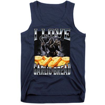 Funny Cringe Skeleton Meme I Love Garlic Bread Tank Top