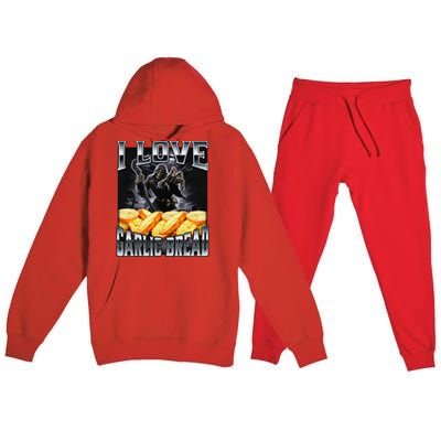 Funny Cringe Skeleton Meme I Love Garlic Bread Premium Hooded Sweatsuit Set