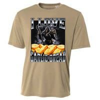 Funny Cringe Skeleton Meme I Love Garlic Bread Cooling Performance Crew T-Shirt